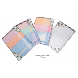FAZZOLETTI UOMO - JULIA - CM.30x 30 - CONFEZIONE 12 PEZZI ASSORTITI