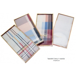 FAZZOLETTI UOMO - HENRY - CM.41x 41 - CONFEZIONE 12 PEZZI ASSORTITI
