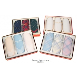 FAZZOLETTI UOMO - DIANA - CM.33x 33 - CONFEZIONE 12 PEZZI ASSORTITI