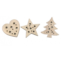 ALBERO, STELLA, PALLINA - IN LEGNO - ALTEZZA CM.4 - CONF. 108 PZ. ASSORT.
