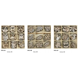 DECORAZIONI VARI MODELLI - IN LEGNO - ALTEZZA CM.3,5 - CONF. 108PZ. ASS.