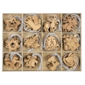 DECORAZIONI DA APPENDERE - IN LEGNO - ALTEZZA CM.5 - CONF. 96 PZ. ASSOR.