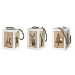 LANTERNA IN LEGNO CM.20 x 13,5x 13,5 - CONFEZIONE 2 PEZZI