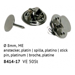 BASE x SPILLETTA IN PLATINO - MM/ 8 - CONFEZIONE 50 PEZZI