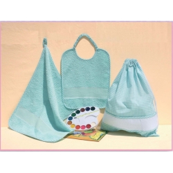 SET ASILO IN SPUGNA COLORATA 3 PEZZI