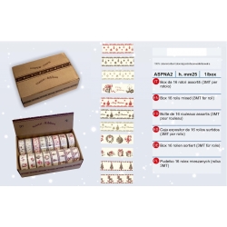 BOX NASTRI IN COTONE NATALIZI MM/25 - BOBINE x 3MT - CONF.16 PZ