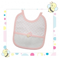 BAVETTA IN COTONE STAMPATO POIS CM.16x 17,5 CONFEZ. 3 PEZZI