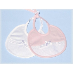 BAVETTA IN PIQUET MILLERIGHE CON PIZZO  CM.17x16 CONFEZ. 6 PEZZI