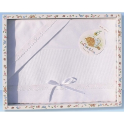 LENZUOLINO LETTINO IN COTONE 100%BIANCO E PIZZO SANGALLO - SET 3PZ.