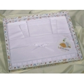 LENZUOLINO LETTINO IN COTONE 100%BIANCO ED INSERTI IN SANGALLO - SET 3PZ.