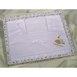 LENZUOLINO LETTINO IN COTONE 100%BIANCO ED INSERTI IN SANGALLO - SET 3PZ.