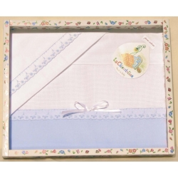 LENZUOLINO LETTINO CON BALZA IN PIQUET MILLERIGHE - SET 3PZ.