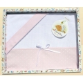 LENZUOLINO LETTINO CON PIQUET MILLERIGHE CUORICINI - SET 3PZ.