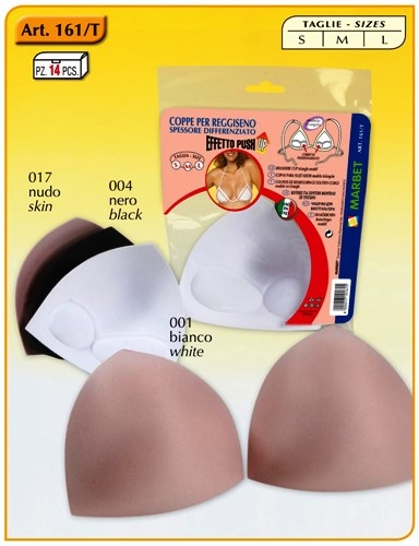 EFFETTO PUSH UP. COPPE PER REGGISENO ART 161 DI MARBET; SPESSORE DIFFERENZIATO S, BIANCO 