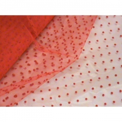 TULLE FLOCCATO POIS/ CUORICINI CM.150 - POLIAMMIDE 100%