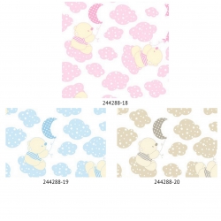 COTONE STAMPATO "ORSO CON LUNA" CM. 150  - COTONE 100%
