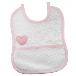 BAVETTA IN SPUGNA BIANCA CON CUORE -  CM.20,5x 17 CONFEZ. 3 PZ