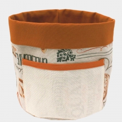 CESTINO PORTA PANE ROTONDO CON TASCA IN TELA AIDA
