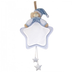 COCCARDA NASCITA STELLA CON ORSETTO E TELA  AIDA - cm56x28